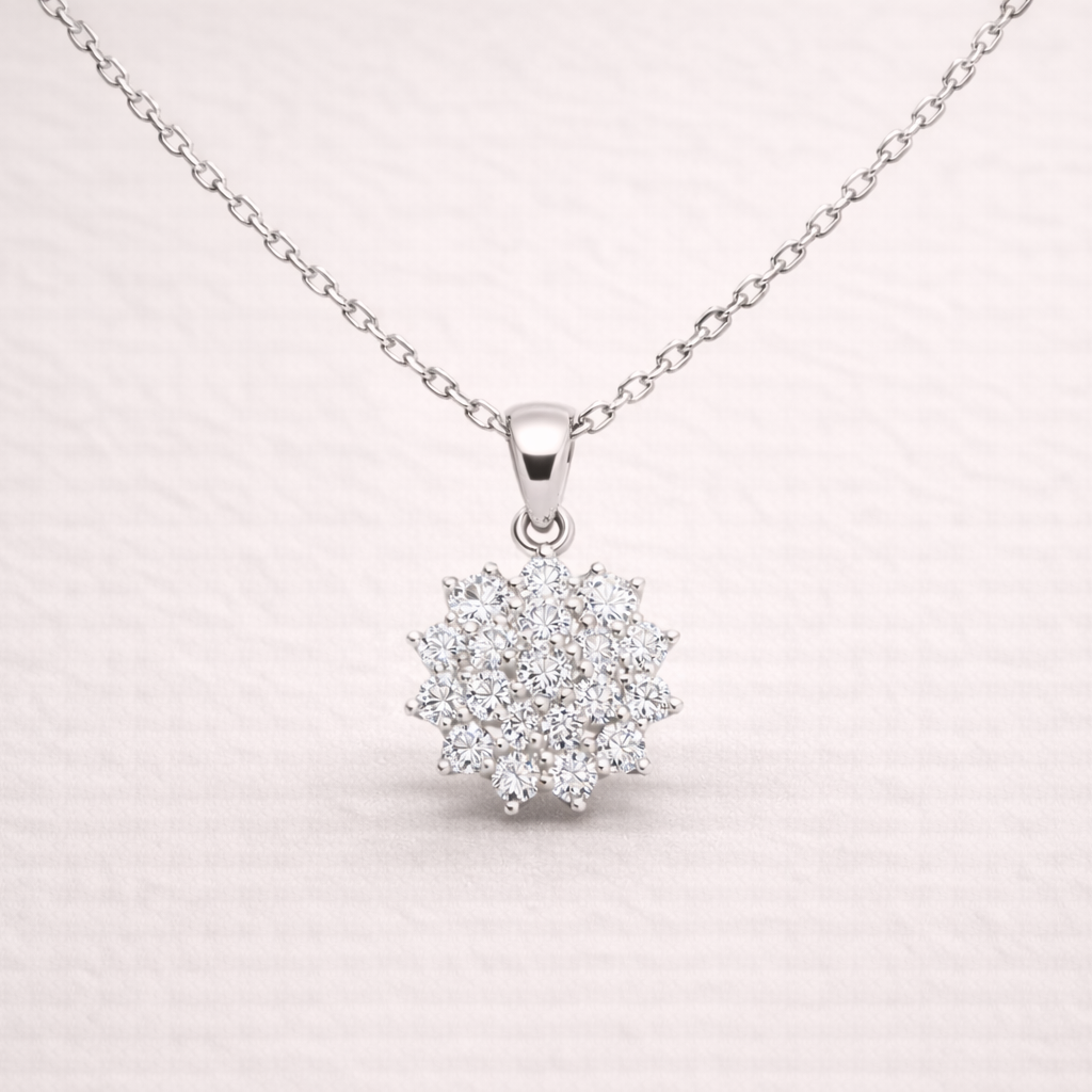 Colar Flor de Moissanites