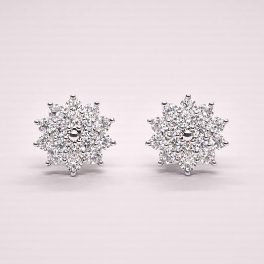 Brinco Flor de Moissanites